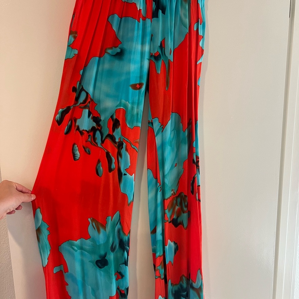 Stylish Red and Blue Women's Wide Leg Pants